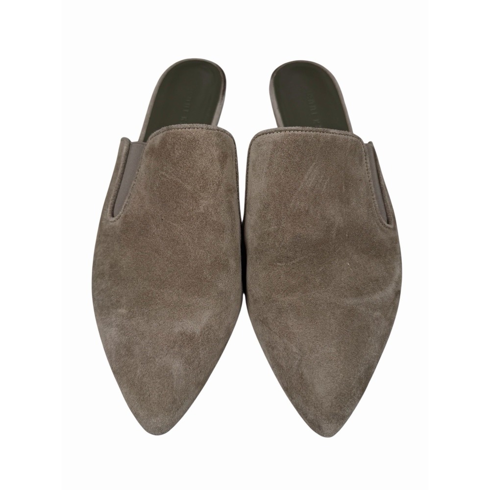 Jenni Kayne Laurel Suede Leather Taupe Green Mules Flats Womens Size 39 - Picture 2 of 10